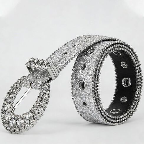 IZUS Rhinestone-Western-Belt for Women Sparkly-Glitter-Waist-Strap Cowgirl Belts for Jeans Pants Skirt Cowboy Country in Saudi Arabia