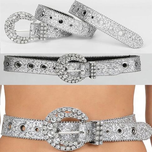 IZUS Rhinestone-Western-Belt for Women Sparkly-Glitter-Waist-Strap Cowgirl Belts for Jeans Pants Skirt Cowboy Country in Saudi Arabia