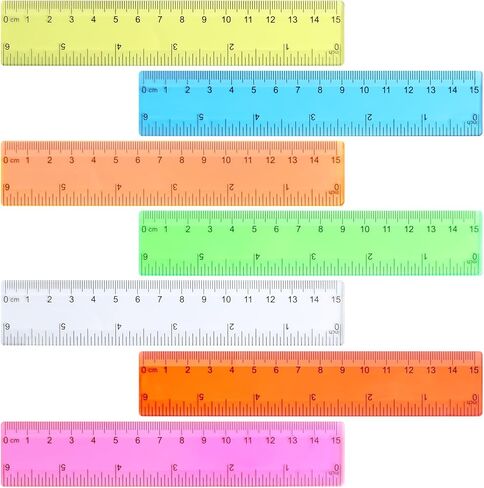 14 Pack Assorted Color Clear Rulers 6 inch Small Rulers, Transparent Metric Ruler Set with Inches and Centimeters for DIY Crafts Classroom School Home Office Supplies in Saudi Arabia