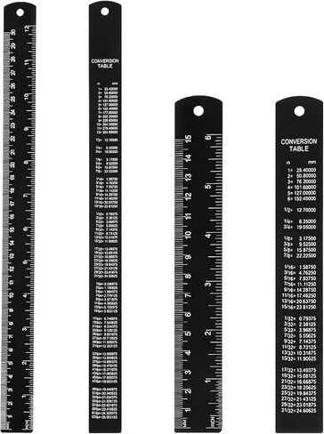 2 Pack Metal Ruler Set Dual Scale Metric Imperial Straight Edge Rule Edge-to-Edge Measuring Black Ruler with Centimeters Millimeters Inches for Home Office Drafting Geometry Crafting Drawing in Saudi Arabia