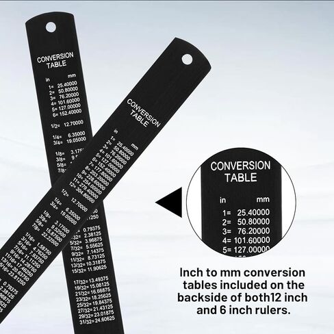 2 Pack Metal Ruler Set Dual Scale Metric Imperial Straight Edge Rule Edge-to-Edge Measuring Black Ruler with Centimeters Millimeters Inches for Home Office Drafting Geometry Crafting Drawing in Saudi Arabia
