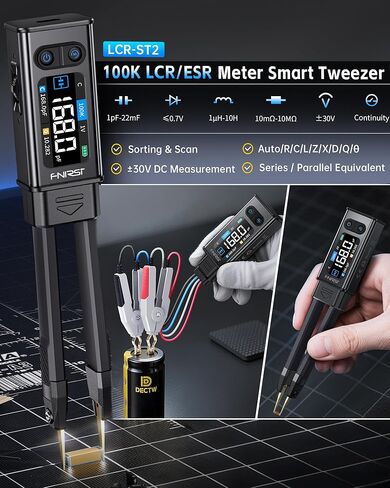 FNIRSI LCR-ST2 100 كيلو هرتز LCR ESR متر الملقط، SMD واختبار المكونات من خلال الفتحة، مقارنة الفرز التلقائي، المقاوم، المحث، الصمام الثنائي، اختبار المكثف، قياس الجهد والاستمرارية، مسح كامل النطاق in Kuwait
