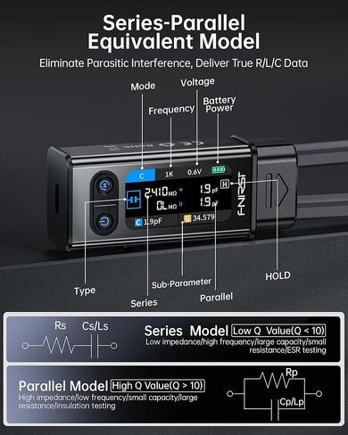 FNIRSI LCR-ST2 100 كيلو هرتز LCR ESR متر الملقط، SMD واختبار المكونات من خلال الفتحة، مقارنة الفرز التلقائي، المقاوم، المحث، الصمام الثنائي، اختبار المكثف، قياس الجهد والاستمرارية، مسح كامل النطاق in Kuwait