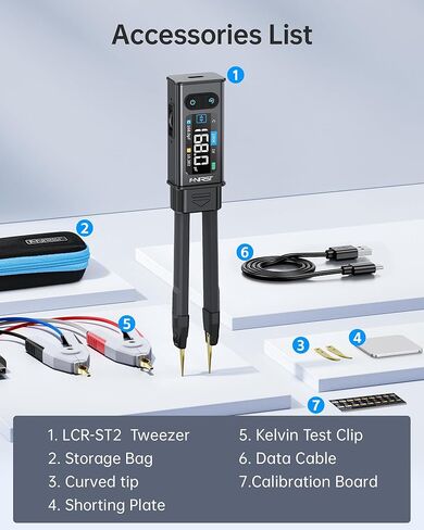 FNIRSI LCR-ST2 100 كيلو هرتز LCR ESR متر الملقط، SMD واختبار المكونات من خلال الفتحة، مقارنة الفرز التلقائي، المقاوم، المحث، الصمام الثنائي، اختبار المكثف، قياس الجهد والاستمرارية، مسح كامل النطاق in Kuwait