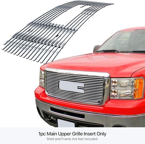 APS قسط الفولاذ المقاوم للصدأ SS كروم البليت مصبغة شواء إدراج متوافق مع GMC Sierra 1500 2007 08 09 10 11 12 13 & 07-10 Sierra Denali جسم جديد مع شعار تظهر الجزء العلوي الرئيسي N19-A47466G in Saudi Arabia
