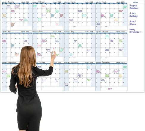 Large Dry Erase Calendar for Wall – Yearly Wall Calendar Dry Erase, 37" x 57.9", 12-Month Undated Blank Calendar Planner, Reusable Laminated Task Organizer, Great for Office, Classroom, Home in Kuwait