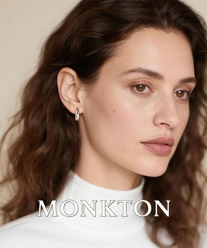 Monkton Huggie Earrings S925 Sterling Silver Small Hoop Earrings - 15mm Chic Lightweight Hypoallergenic Women's Jewelry in Kuwait