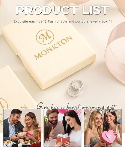 Monkton Huggie Earrings S925 Sterling Silver Small Hoop Earrings - 15mm Chic Lightweight Hypoallergenic Women's Jewelry in Kuwait