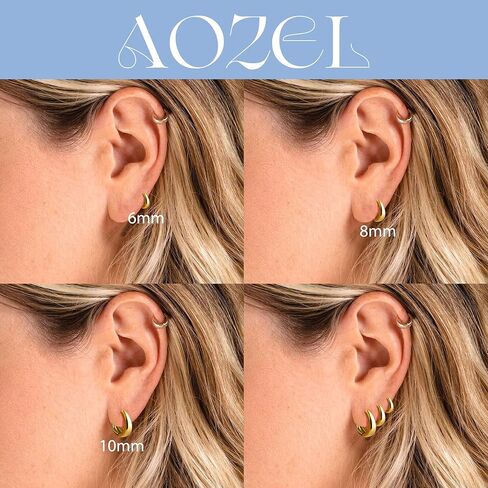3 Pairs Chunky Small Gold/Silver Plated Huggie Hoop Earrings for Women Non Tarnish Lightweight Mini Tiny Earrings Jewelry Pack Stack in Saudi Arabia