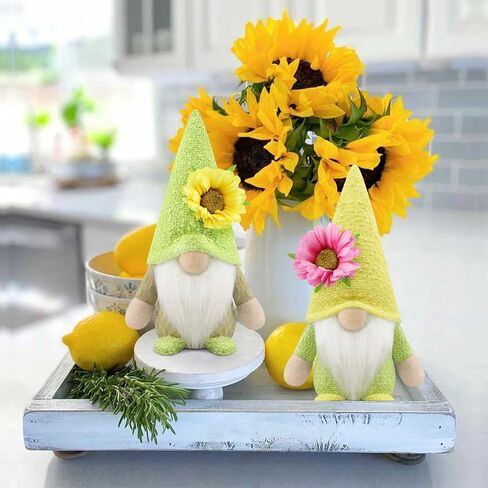 مجموعة Gehydy مكونة من قطعتين من تماثيل الربيع لتزيين عيد الفصح والصيف وعباد الشمس وديكور يدوي للمنزل والمطبخ وصينية متدرجة in Kuwait