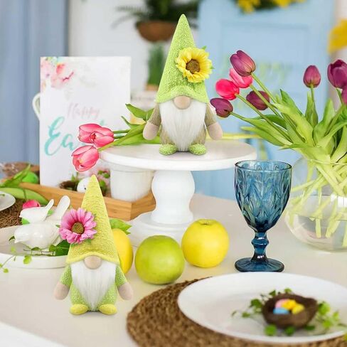 مجموعة Gehydy مكونة من قطعتين من تماثيل الربيع لتزيين عيد الفصح والصيف وعباد الشمس وديكور يدوي للمنزل والمطبخ وصينية متدرجة in Kuwait