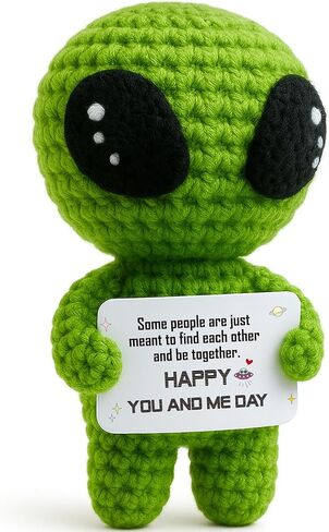 Valentines Day Gifts for Women Men, I Love You Romantic Theme Crochet Alien Decor, Wedding Anniversary Present for Boyfriend Girlfriend Him Her Wife Husband Fiance Couples Easter Basket Stuffers in Saudi Arabia