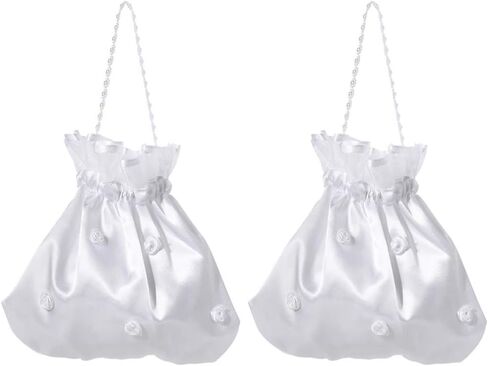 ABOOFAN Wedding Candy Bags Drawstring Pouches 2-Pack 8.66X8.26 Inch Satin Bridal Bags with Lace for Wedding Party Favors and Candy Packaging in Saudi Arabia