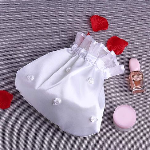 ABOOFAN Wedding Candy Bags Drawstring Pouches 2-Pack 8.66X8.26 Inch Satin Bridal Bags with Lace for Wedding Party Favors and Candy Packaging in Saudi Arabia