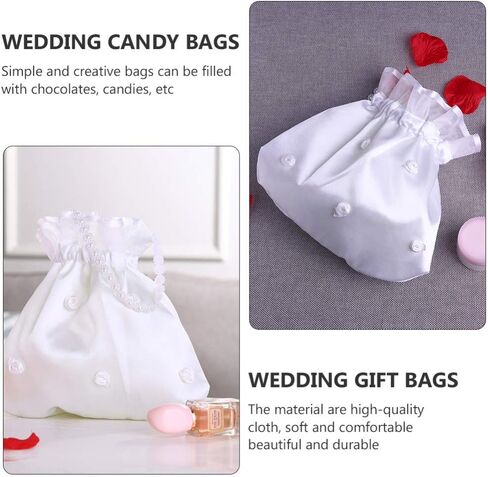 ABOOFAN Wedding Candy Bags Drawstring Pouches 2-Pack 8.66X8.26 Inch Satin Bridal Bags with Lace for Wedding Party Favors and Candy Packaging in Saudi Arabia
