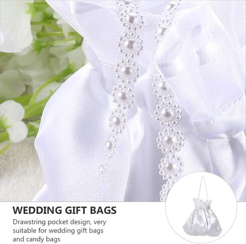 ABOOFAN Wedding Candy Bags Drawstring Pouches 2-Pack 8.66X8.26 Inch Satin Bridal Bags with Lace for Wedding Party Favors and Candy Packaging in Saudi Arabia