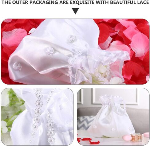 ABOOFAN Wedding Candy Bags Drawstring Pouches 2-Pack 8.66X8.26 Inch Satin Bridal Bags with Lace for Wedding Party Favors and Candy Packaging in Saudi Arabia