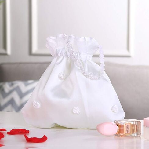 ABOOFAN Wedding Candy Bags Drawstring Pouches 2-Pack 8.66X8.26 Inch Satin Bridal Bags with Lace for Wedding Party Favors and Candy Packaging in Saudi Arabia