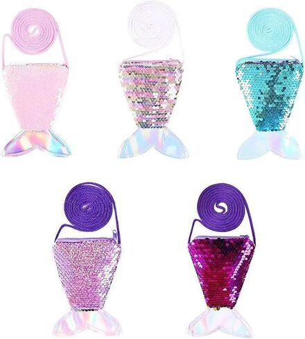 5 قطعة محفظة نسائية للعملات المعدنية الترتر محفظة صغيرة Crossbody صغيرة حورية البحر ذيل عملة الحقائب السائبة لحفلة عيد ميلاد هدية الحسنات الأشياء الجيدة in Kuwait