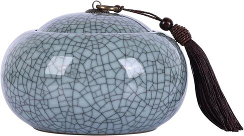 XINGYAN Longquan Celadon Porcelain Jar,21 oz Decorative Jar, Tea Storage Container for Loose Tea, Celadon Vase Ginger Jar, Di Yao Original or Ge Kiln Crackle/Crackle-Line (GF Line) in Saudi Arabia