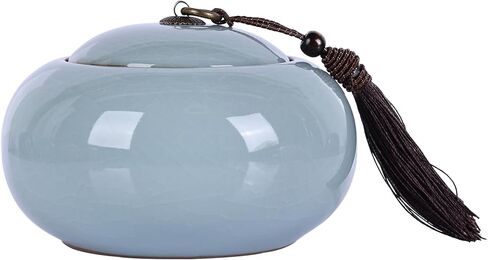 XINGYAN Longquan Celadon Porcelain Jar,21 oz Decorative Jar, Tea Storage Container for Loose Tea, Celadon Vase Ginger Jar, Di Yao Original or Ge Kiln Crackle/Crackle-Line (GF Line) in Saudi Arabia