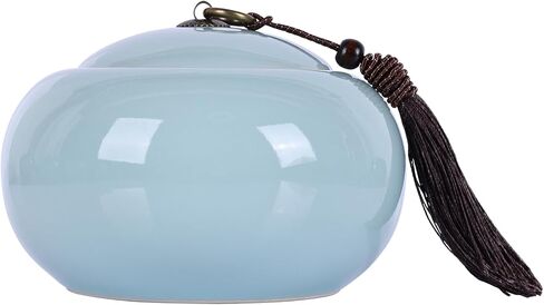 برطمان بورسلين XINGYAN Longquan Celadon، برطمان مزخرف سعة 21 أونصة، حاوية تخزين الشاي للشاي السائب، برطمان زنجبيل مزهرية سيلادون، Di Yao Original أو Ge Kiln Crackle/Crackle-Line (خط GF) in Kuwait