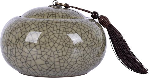 XINGYAN Longquan Celadon Porcelain Jar,21 oz Decorative Jar, Tea Storage Container for Loose Tea, Celadon Vase Ginger Jar, Di Yao Original or Ge Kiln Crackle/Crackle-Line (GF Line) in Saudi Arabia