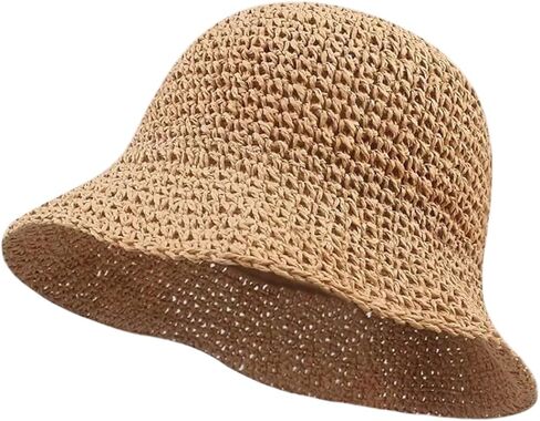 MakeMeChic Women's Straw Foldable Hat Floppy Sun Protection Foldable Summer Cap in Saudi Arabia