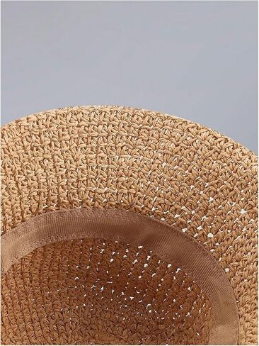 MakeMeChic Women's Straw Foldable Hat Floppy Sun Protection Foldable Summer Cap in Saudi Arabia