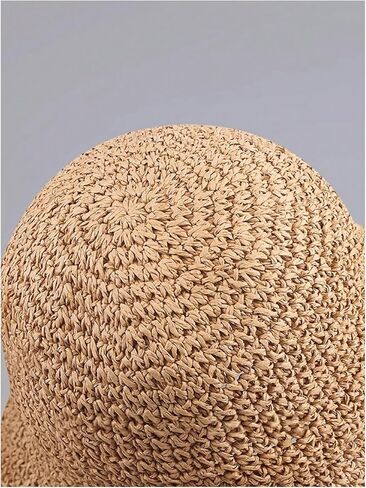 MakeMeChic Women's Straw Foldable Hat Floppy Sun Protection Foldable Summer Cap in Saudi Arabia