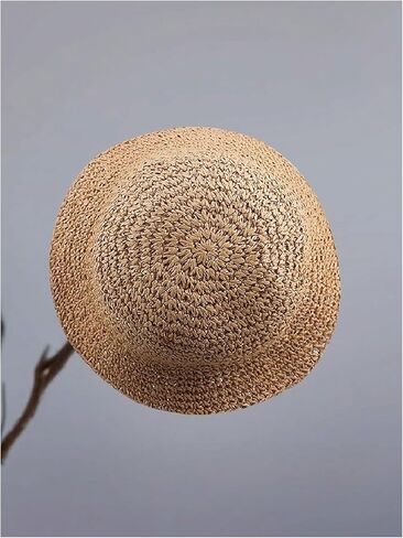 MakeMeChic Women's Straw Foldable Hat Floppy Sun Protection Foldable Summer Cap in Saudi Arabia