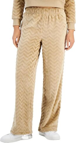 CRAVE FAME Juniors' Cozy Faux-Fur Embossed Crewneck Sweatshirt & Wide-Leg Pants in Saudi Arabia
