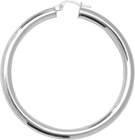 925 Sterling Silver Women Hoop Earrings - 10, 15, 20, 25, 30, 40, 50, 60mm WJS11516MM10 in Saudi Arabia
