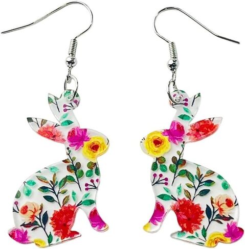 Cute Bunny Earrings for Women - Funny Statement Acrylic Colorful Glitter Rabbit Egg Bunny Sparkle Spring Earrings Fashion Holiday Happy Easter Jewelry Gift in Kuwait