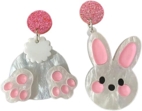 Cute Bunny Earrings for Women - Funny Statement Acrylic Colorful Glitter Rabbit Egg Bunny Sparkle Spring Earrings Fashion Holiday Happy Easter Jewelry Gift in Saudi Arabia