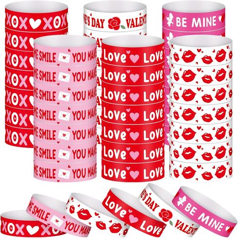 600 Counts Paper Wristbands Football Wrist Bands Sport Themed Hand Bands for Favors Events Bulk Football Armbands Multicolor Adhesive Bracelets Identification Wristbands for Party (Heart Style) in Saudi Arabia