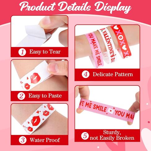 600 Counts Paper Wristbands Football Wrist Bands Sport Themed Hand Bands for Favors Events Bulk Football Armbands Multicolor Adhesive Bracelets Identification Wristbands for Party (Heart Style) in Saudi Arabia
