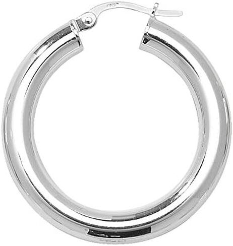 925 Sterling Silver Women Hoop Earrings - 10, 15, 20, 25, 30, 40, 50, 60mm WJS11516MM10 in Saudi Arabia