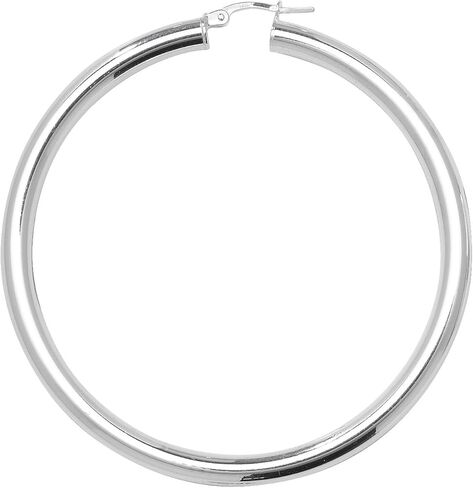 925 Sterling Silver Women Hoop Earrings - 10, 15, 20, 25, 30, 40, 50, 60mm WJS11516MM10 in Saudi Arabia