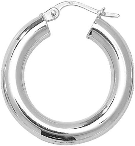 925 Sterling Silver Women Hoop Earrings - 10, 15, 20, 25, 30, 40, 50, 60mm WJS11516MM10 in Saudi Arabia