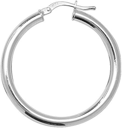 925 Sterling Silver Women Hoop Earrings - 10, 15, 20, 25, 30, 40, 50, 60mm WJS11516MM10 in Saudi Arabia