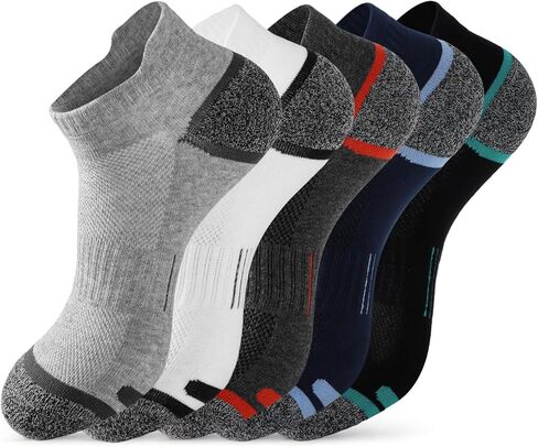 5 أزواج من الجوارب الرجالية للجري للكاحل - جوارب رياضية رياضية قابلة للتنفس منخفضة القطع للجري، قابلة للتنفس لدعم القوس للتمرين in Kuwait