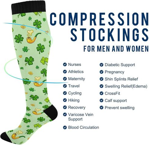 Wusikd Heart Roosters Compression Socks for Women and Men Circulation Cute Long Socks for Athletic Running 1 in Saudi Arabia