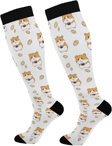 Wusikd Heart Roosters Compression Socks for Women and Men Circulation Cute Long Socks for Athletic Running 1 in Saudi Arabia