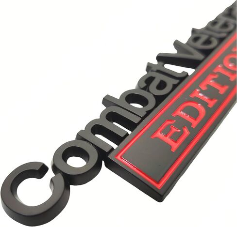 2PC Combat Veteran Edition Emblem Car Bumper Metal 3D Badge Decal Sticker Replacement for F150 F250 F350 Motorcycle Truck SUV Cruise Ship Tank 5.9'' x 1.4'' Black/Red in Saudi Arabia