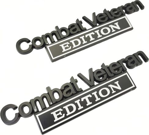 2PC Combat Veteran Edition شعار سيارة ممتص الصدمات معدني ثلاثي الأبعاد ملصق لاصق بديل لـ F150 F250 F350 دراجة نارية شاحنة SUV سفينة سياحية خزان 5.9 بوصة × 1.4 بوصة أسود/أحمر in Saudi Arabia