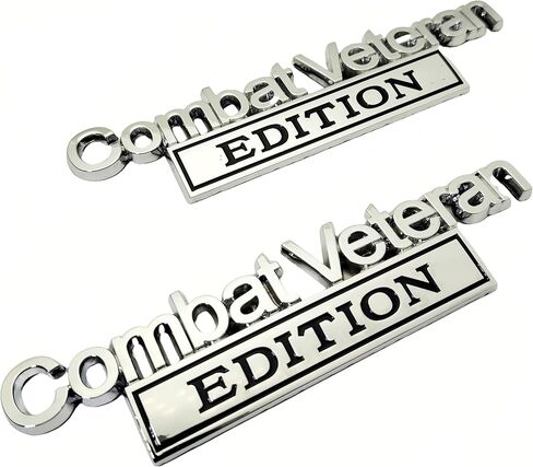 2PC Combat Veteran Edition Emblem Car Bumper Metal 3D Badge Decal Sticker Replacement for F150 F250 F350 Motorcycle Truck SUV Cruise Ship Tank 5.9'' x 1.4'' Black/Red in Saudi Arabia
