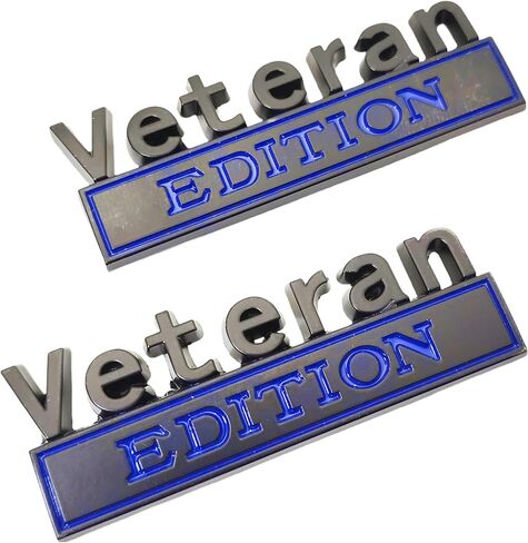 2PC Combat Veteran Edition Emblem Car Bumper Metal 3D Badge Decal Sticker Replacement for F150 F250 F350 Motorcycle Truck SUV Cruise Ship Tank 5.9'' x 1.4'' Black/Red in Saudi Arabia