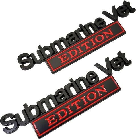 2PC Combat Veteran Edition Emblem Car Bumper Metal 3D Badge Decal Sticker Replacement for F150 F250 F350 Motorcycle Truck SUV Cruise Ship Tank 5.9'' x 1.4'' Black/Red in Saudi Arabia