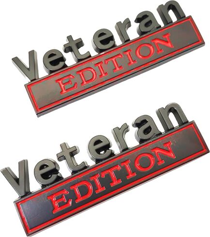 2PC Combat Veteran Edition Emblem Car Bumper Metal 3D Badge Decal Sticker Replacement for F150 F250 F350 Motorcycle Truck SUV Cruise Ship Tank 5.9'' x 1.4'' Black/Red in Saudi Arabia